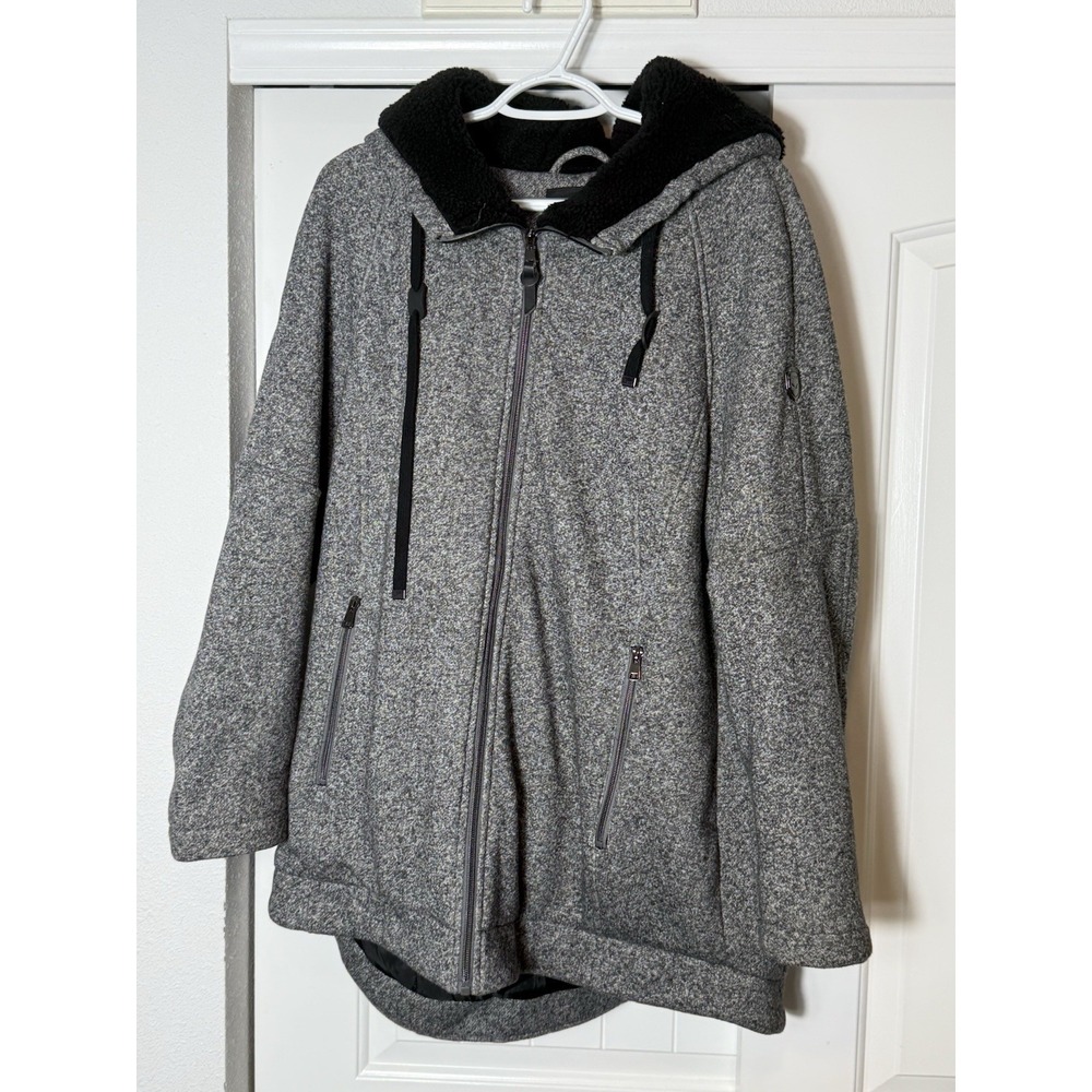 1 Madison Expedition Women's Knit Coat Jacket Gray Size XL EUC Full Zip Hood